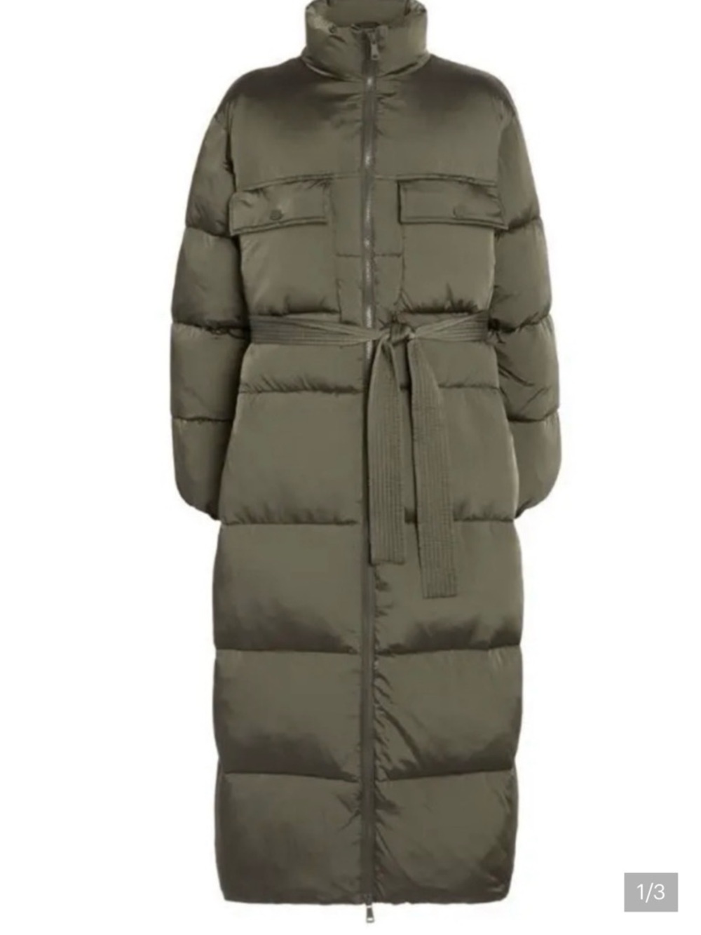 Good American Dark Green Puffer Coat *missing belt* - Picture 2 of 9